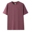 Camiseta de Peso Pesado 280g Fio Duplo para Homens e Mulheres, Camiseta Básica Solta e Confortável de Algodão Penteado, Camiseta Cultural com Logo Imprimível