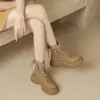 Chuyuji Botas de Cano Curto Versáteis para o Dia a Dia e Trabalho, com Plataforma Impermeável e Sola Grossa, Moda Outono 2026 para Mulheres