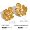 Brincos de Aço Inoxidável Transfronteiriços com Design Único e Moderno, Inlays Versáteis de Pérola Floral, Banhados a Ouro 18K, Brincos à Prova d'Água