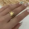 Nuevo conjunto de anillos vintage de estrella de mar hueca transfronterizo europeo y americano, anillo único de nicho de hoja de tortuga para el dedo índice