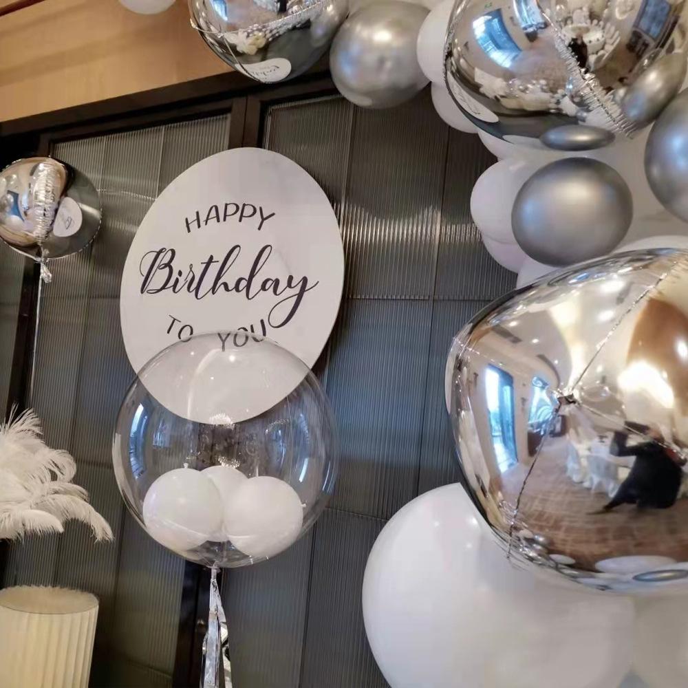 银色4d球白色气球链细节1