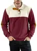Moletom com gola e blocos de cor masculinos transfronteiriço, novo pulôver casual jacquard de primavera e outono europeu e americano da Amazon com proteção nos cotovelos e mangas compridas