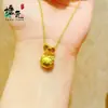 Tienda de Oro Mismo Estilo Collar Colgante Gato Kitty con Lazo Dorado para Mujer Cadena de Clavícula de Alto Valor Diseño Gargantilla