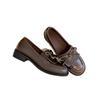 Potentes Mocasines Retro con Lazo para Mujer 2025 Nuevos Tacón Grueso Punta Redonda Estilo Británico Zapatos Pequeños de Cuero Mocasines