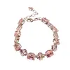 Pulsera Geométrica de Flor de Zircón Rosa Coreano Dulce Nicho Elegante Versátil Lujo Accesible Joyería de Alta Gama para Mujeres