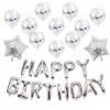 Superventas Transfronterizo Set de Letras de Papel de Aluminio 'Feliz Cumpleaños' de 16 pulgadas Paquete de Globos con Confeti de Lentejuelas de 12 pulgadas Decoración para Fiesta