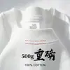 Camiseta de verano de manga corta, peso pesado, 100% algodón puro, con cuello pequeño, estilo americano, unisex, color liso, gruesa, no transparente, corte holgado, talla grande, moderna