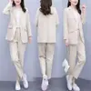 Traje de botón de color sólido para primavera y otoño, ropa para mujer de talla grande, elegante y rejuvenecedor, cubre el abdomen, conjunto de dos piezas, moderno para mujeres de talla grande, venta al por mayor para ventas transfronterizas