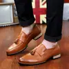 Zapatos de Hombre Retro con Borlas de Verano, Zapatos Casuales de Cuero sin Cordones Puntiagudos de Moda, Zapatos de Hombre Estilo Brogue, Estilo Juvenil Británico