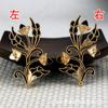 60689 Estilo Antiguo de Cobre Hecho a Mano DIY Accesorios para el Cabello con Goteo de Aceite Piezas 35*56mm Rama de Flor Adorno Esmeralda para Ropa Hanfu