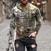 Moda de pesca para hombre, manga larga, otoño, impresión digital 3D, nueva calle, holgada, casual, transfronteriza, comercio exterior, producto popular