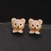 Pendientes de Oso con Zirconia de Diamante Completo de Nuevo Estilo Simple y Lindos Transfronterizos para Mujer Moda Personalidad Joyería Japonesa y Coreana Pendientes Pendientes