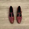 Versión de piel de oveja~Zapatos Mary Jane con tira en T y punta cuadrada francesa para mujer, tacón grueso, corte bajo, zapatos pequeños de cuero versátiles y elegantes para el trabajo