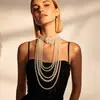 Moda Europeia e Americana Exagerada Conjunto de Colar de Pérolas Multicamadas Corrente Longa para Suéter Bijuteria Atacado 6050