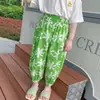Calça Versátil Anti-Mosquito para Meninas, Calça de Praia Estampada de Cintura Média a Alta para o Verão, Calça Floral Retrô Infantil, Calça de Proteção Solar para o Verão