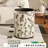 Cubo de basura redondo de cuero francés para el hogar, lujo ligero, alta gama, tamaño grande, sala de estar, cocina, retro, papelera de alto valor