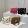 Bolso Pequeño de Lazo de Moda Estilo Coreano para Mujer 2025 Nuevo Estilo Occidental Simple Cadena Rómbica Hombro Cruzado Bolso Cuadrado Pequeño