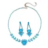 Aretes y Collar de Zirconia Super Brillante con Forma de Corazón de Espiga de Trigo, Cadena para Clavícula de Lujo Ligero de Gama Alta, Accesorio de Cuello Versátil Elegante y Moderno