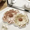 Tapete de Terra de Diatomáceas Irregular Floral Visual 3D Estilo Francês Minimalista Moderno para Banheiro, Absorvente de Água e Antiderrapante