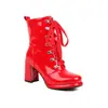 32-48 Europeo y Americano Comercio Exterior Transfronterizo Talla Talla Talla Otoño e Invierno Botines Cortos Con Cordones Impermeables Plataforma Charol Botas Martin de Mujer G520