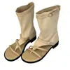 Sandalias de tanga para mujer 2026 nuevo verano finas versátiles estilo coreano retro tacón grueso punta abierta hebilla botas cortas apiladas