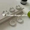 Design ultra-minimalista estilo coreano joia prata brilhante anel de argola com contas de três camadas vazado em prata de lei 925 com um visual cool e sofisticado