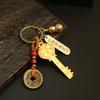 Colgante de llave del zodiaco con doce letras en bóveda abierta de latón para bolso de hombre y mujer, colgante para llave de coche, llavero de Piscis