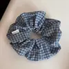 Scrunchie de Tecido Xadrez Artístico Estilo Coreano para Mulheres, Elástico Simples Grande para Cabelo, Acessório de Cabelo de Alta Qualidade