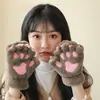 Guantes de Oso de Peluche con Mitones Cortos para Mujer, Invierno al Aire Libre, Engrosados, Cálidos, a Prueba de Frío, Estudiante, Guantes de Garra de Gato de Dibujos Animados