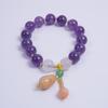 Pulseira de Ametista Turquesa Pulseira de Jade Lótus Branco Pingente de Cristal Morango Templo Cênico Novo Estilo Chinês