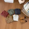 Camada Base Térmica Meia-Gola Alta Infantil Bebê Roupas Novas de Inverno Estilo Coreano Top Listrado Camada Base Espessa Quente