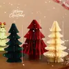 Decoraciones navideñas de papel plegado de panal tridimensional, pequeños árboles de Navidad, adornos de escritorio, diseño de escena de ambiente para ventana