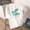 Camiseta blanca de manga corta Lightning Warehouse para mujer, cuello redondo, capa base de verano, corte holgado, talla grande, top sencillo estampado para mujer