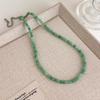 "Oz" Novo Colar Chinoiserie de Jade Branco com Contas Verdes Corrente de Clavícula de Pedra Natural Fresca Acessórios para Mulheres