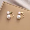 Coreia do Sul personalidade da moda frente e verso dois usos brincos de pérola branco pérola brincos de temperamento brincos de design único novos