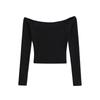 Chica Caliente Americana Deseo Puro 2025 Verano Nuevo Manga Corta Larga Hombro Descubierto Crop Top Top Corto de Moda para Mujer
