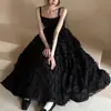 Vestido de Noite 2025 Super Fada Pena Aniversário Preto Sexy Vestido Alça Preto Banquete Elegante Vestido para Mulheres