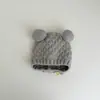 Chapéu de Proteção para Ouvido de Bebê Tricotado Quente Pulôver Outono e Inverno Urso Fofo Bola de Pelo Ins Versátil Chapéu de Lã de Bebê Moderno