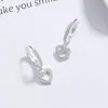 Aretes Corazón Hueco Aretes de Plata 925 para Mujer Joyería Transfronteriza Diseño de Nicho Zirconita Brillante Pinzas para Orejas Regalo de Cumpleaños