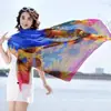 Lenço de Areia de Verão Lenço de Seda Versátil para Mulheres Lenço de Primavera e Outono Proteção Solar Xale Toalha de Praia Longa Tecido Fino de Gaze Costeira Dança