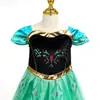 Vestido de Malla de Princesa Anna de Verano para Niñas Vestido Bordado de Elsa de Frozen Disfraz de Escenario Infantil