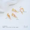 Cobre folheado a ouro 14K com incrustação de zircônia, design de folha em forma de diamante e corda, fecho pingente porta-contas com furo lateral, acessórios para joias DIY feitos à mão
