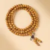 Pulsera Exquisitamente Elaborada de Sándalo Dorado con 108 Cuentas, Estilo Popular para Hombres y Mujeres, Pulsera de Pareja, Cuentas de Oración Budista, Especialmente Proporcionada para Puestos del Mercado