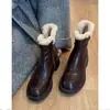 Encuentro de Primera Temporada Botas de Nieve de Suela Gruesa para Mujer Estilo Nuevo 2025 Botas Adelgazantes de Invierno Zapatos de Algodón Cálidos Zapatos Peludos Botines para Personas Bajitas