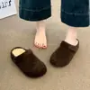 Pantuflas de algodón Birkenstock con suela gruesa, forro de felpa, para aumentar la altura, para mujer, se pueden usar en exteriores, Novedad Otoño/Invierno 2026, Sin cordones, Puntera cerrada, Media zapatilla