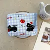 Bolsa Cosmética Linda Azul Caricatura Mini Billetera Algodón Puro Bolsa Pequeña de Tela Auriculares Lápiz Labial Bolsa de Almacenamiento Portátil