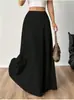 Falda Larga de Línea A Lisa de Cintura Alta para Mujer, Estilo Europeo y Americano, Sencilla, Casual, Elegante, Adelgazante, Falda con Dobladillo Ancho