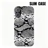 Funda de Teléfono Estilo Americano Moderna de Nicho Ins Retro Estampado de Pitón Blanco y Negro Funda Dura para iPhone18Pro Película