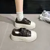 Tênis brancos de velcro para mulheres, com sola grossa, que aumentam a altura, projetados para fazer mulheres baixinhas parecerem mais altas, mocassins modernos e versáteis para combinar com calças de perna larga