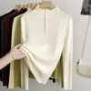 Camiseta Base de Punto de Cuello Alto Parcial para Mujer 2026 Otoño/Invierno Nuevo Suéter Ajustado para Vestir por Capas